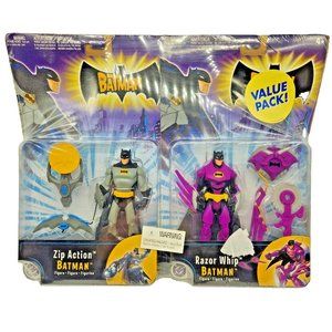 ZIP ACTION BATMAN & RAZOR WHIP BATMAN Value Pack Mattel Figures 2004 Sealed